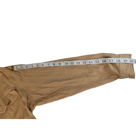 Tribal Jeans Womens Button-Down Long Sleeve Blouse In Light Brown - Picture 3 of 6